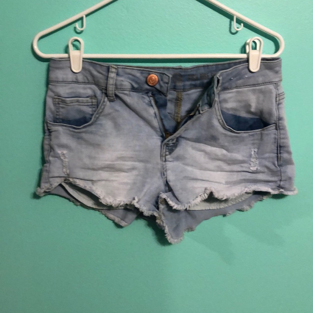 Light wash cheeky jean shorts